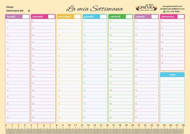 Planning perpetuo settimanale A4